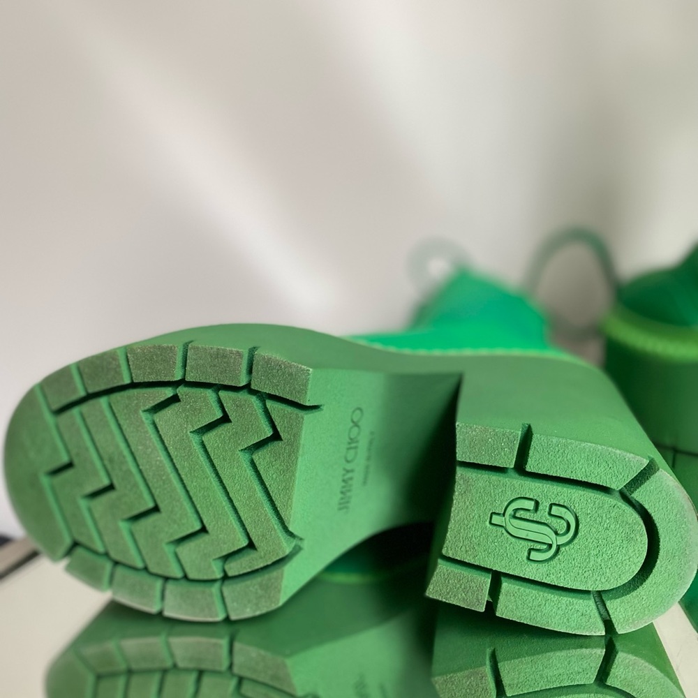 EUC JIMMY CHOO X Sailor Moon Sailor Jupiter Boot 120 In Jupiter Green 35 - Picture 7 of 14